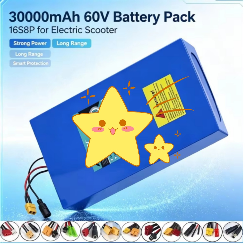 60V 30Ah Electric Scooter Battery - แบตเตอรี่ลิเธียม 18650 กำลังสูง 16S8P 1000W-3000W 60V